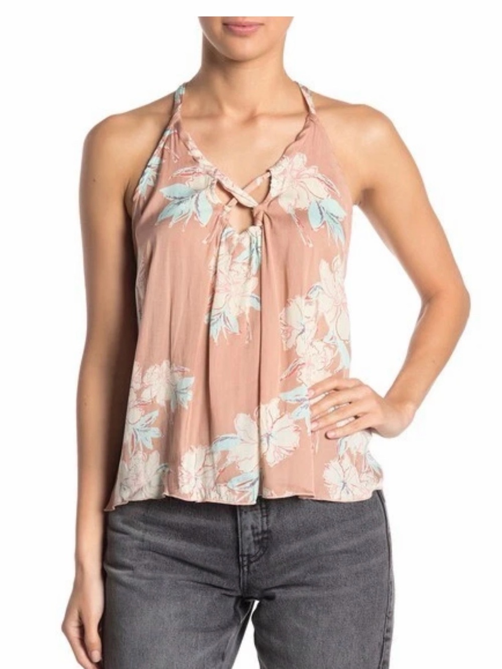 Free People intimately medium line Up Halter Top Womens Floral Crisscross tank